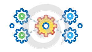 Four Interlocking Gears, Collaboration, Business Process, vector design Generative AI
