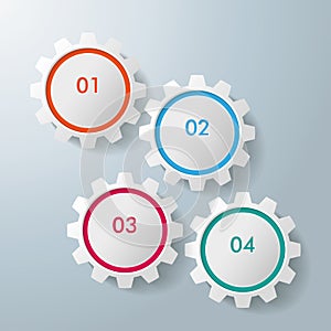 Four interlocking gears