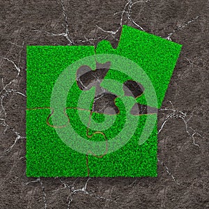 Four jigsaw puzzles with green grass