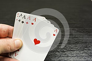 Four of a kind on the hand with aces.