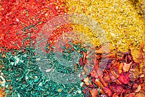 Four kinds of bright seasoning close-up