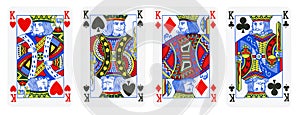 Four Kings Playing Cards - isolated on white