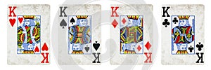 Four Kings Vintage Playing Cards - isolated