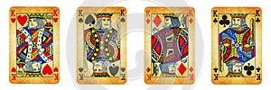 Four Kings Vintage Playing Cards - isolated