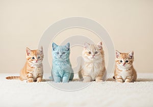 Four kittens sit side by side