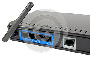 Four LAN and one Internet port on WiFi router