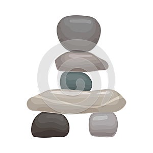 Four large flat stones lie on two small ones. Vector illustration on white background.