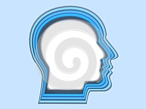 Four layers of blue head shapes papercut style deep learning con