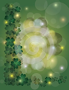 Four Leaf Clover Bokeh Border Illustration