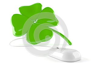 Four leaf clover with computer mouse