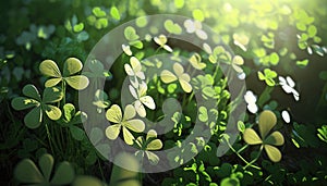 Four Leaf Clover Field, Shamrocks, Lucky Day, Good Luck Charm, Spring and Summer, St. Patrick's Day, Background Wallpaper
