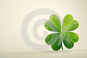 Four-leaf clover green gradient St. Patrick's icon luck tradition clean background centered composition