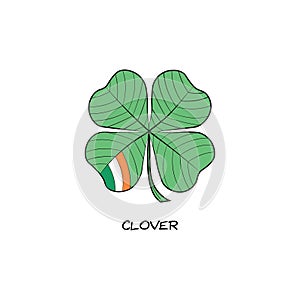 Four leaf clover hand drawn icon. St. Patrick`s day symbol.