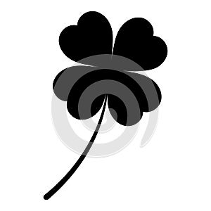 Four leaf clover icon. Black icon isolated on white background. Clover silhouette. Simple icon. Web site page and mobile app desig