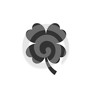 Four leaf clover icon in flat style. St Patricks Day vector illustration on white isolated background. Flower shape business