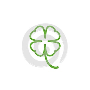 Four leaf clover icon. Green herb Isolated on white. St Patrick