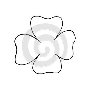 Four leaf clover icon, sticker. sketch hand drawn doodle style. minimalism monochrome. plant, symbol of St. Patricks Day