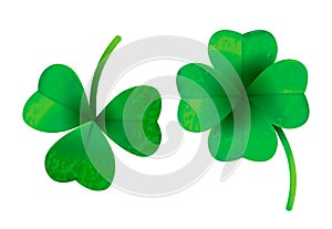 Four leaf clover isolated on white background, vector illustration for St. Patrick`s day.