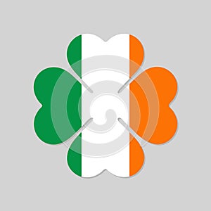 four leaf clover leaf in Irish flag colors, st patrick day symbol, vector design element