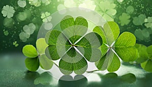 Four-leaf clover leaves as background, lucky symbols, st. patricks day