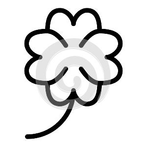 Four leaf clover line icon. St Patrick`s day symbol vector illustration isolated on white. Shamrock outline style design