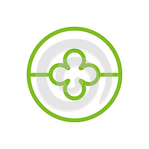 Four leaf clover logo design, shamrock icon vector, linear style symbol