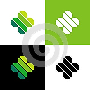 Four leaf clover logo design template elements - Vector