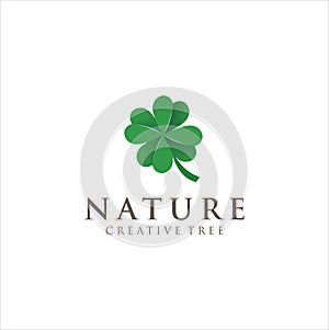 Four Leaf Clover Logo Design Vector Stock . Shamrock Logo Design Template