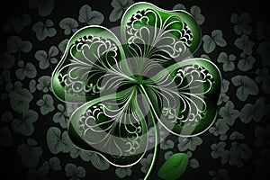 Four leaf clover lucky. St. Patrick`s Day backdrop
