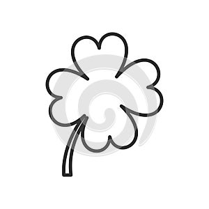 Four Leaf Clover Outline Flat Icon on White