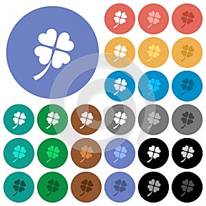 Four leaf clover round flat multi colored icons