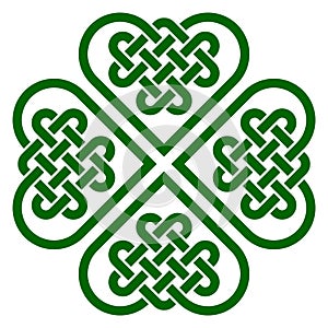 Four-leaf clover shaped knot made of Celtic heart shape knots