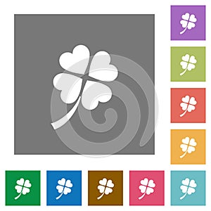 Four leaf clover square flat icons
