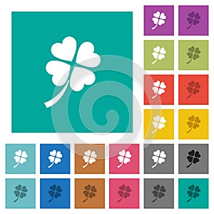 Four leaf clover square flat multi colored icons