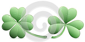 Four leaf clover and three leaf clover icons