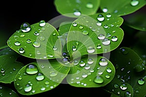 four leaf clover with water droplets