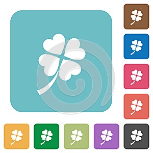 Four leaf clover rounded square flat icons