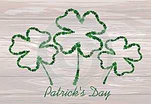 Four-leaf. the contour of the clover. St.Patrick `s Day. Vector