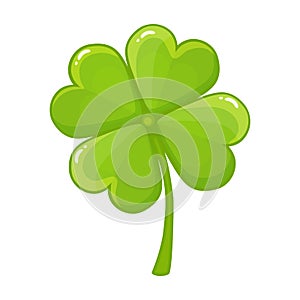 Four-leaf green clover Icon. Good Luck, happy Saint Patrick`s day concept.