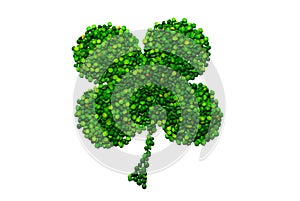 Four-leaf lucky clover made of peas isolated