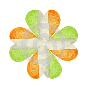 Four-leaf shamrock in the colors of the Irish flag