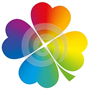 Four Leaved Clover Rainbow Gradient White