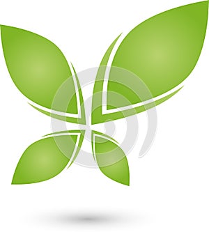 Four Leaves, Plant, Wellness and Nature Logo