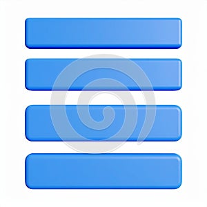 Four light blue menu bars, UI element on transparent background