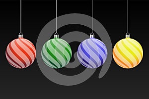 Four Lighting Christmas Balls - Vector Set