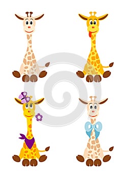 Four little giraffes - illustration