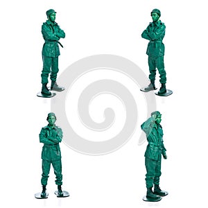 Four man on a green toy soldier costume