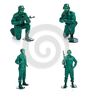 Four man on a green toy soldier costume