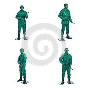 Four man on a green toy soldier costume