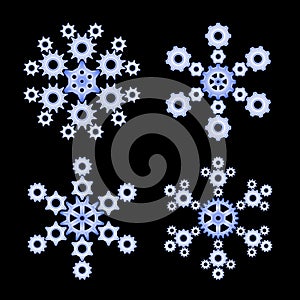 Four mechanical snowflakes